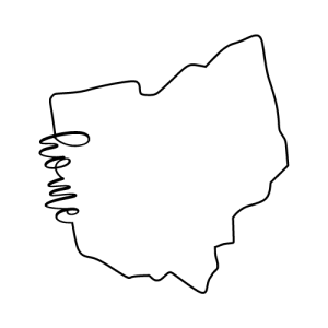Free Ohio outline with HOME on border, cricut or Silhouette design, vector image, pattern, map shape cutting file.