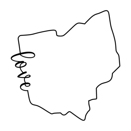 Free Ohio Vector Outline with “Love” on Border