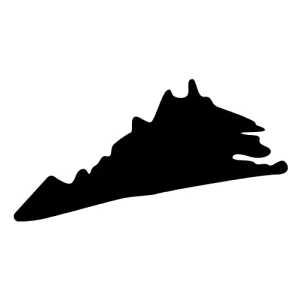 Free Virginia silhouette map shape state stencil clip art scroll saw pattern print download silhouette or cricut design free template, cutting file.