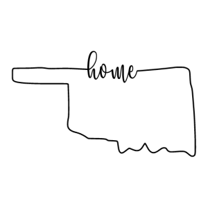 Free Oklahoma outline with HOME on border, cricut or Silhouette design, vector image, pattern, map shape cutting file.