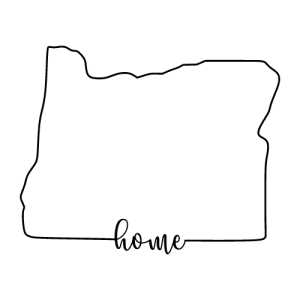 Free Oregon outline with HOME on border, cricut or Silhouette design, vector image, pattern, map shape cutting file.