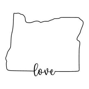 Free Oregon outline with LOVE on border, cricut or Silhouette design, vector image, pattern, map shape cutting file