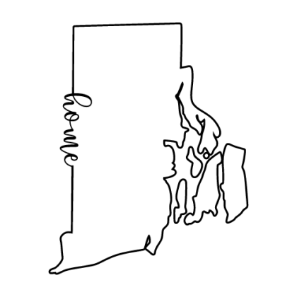 Free Rhode Island Vector Outline with “Home” on Border