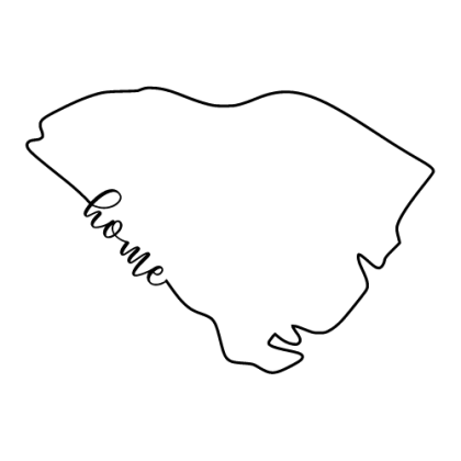 Free South Carolina outline with HOME on border, cricut or Silhouette design, vector image, pattern, map shape cutting file.