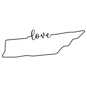 Free Tennessee outline with LOVE on border, cricut or Silhouette design, vector image, pattern, map shape cutting file.
