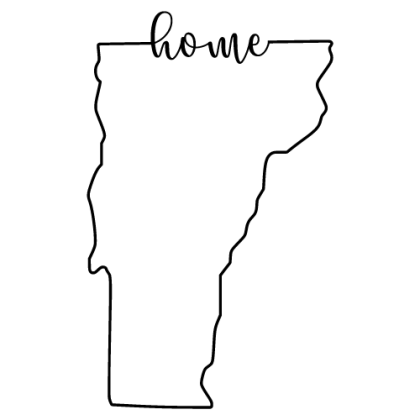Free Vermont outline with HOME on border, cricut or Silhouette design, vector image, pattern, map shape cutting file.