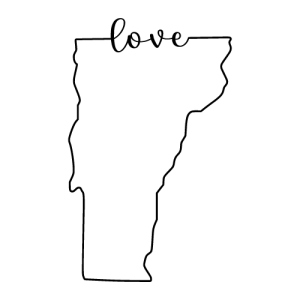 Free Vermont outline with LOVE on border, cricut or Silhouette design, vector image, pattern, map shape cutting file