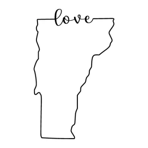 Free Vermont outline with LOVE on border, cricut or Silhouette design, vector image, pattern, map shape cutting file