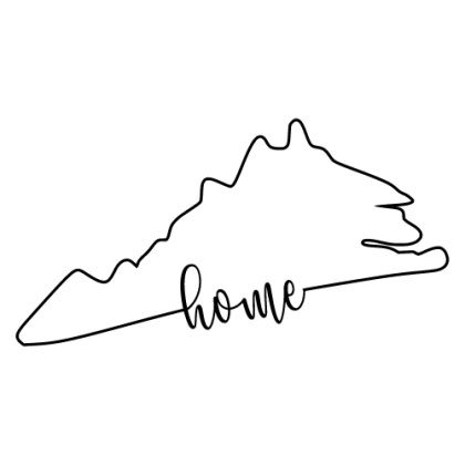 Free Virginia outline with HOME on border, cricut or Silhouette design, vector image, pattern, map shape cutting file
