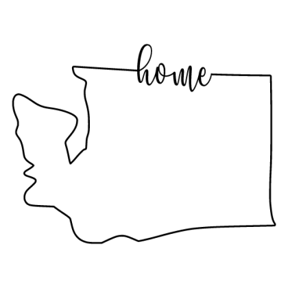 Free Washington outline with HOME on border, cricut or Silhouette design, vector image, pattern, map shape cutting file.