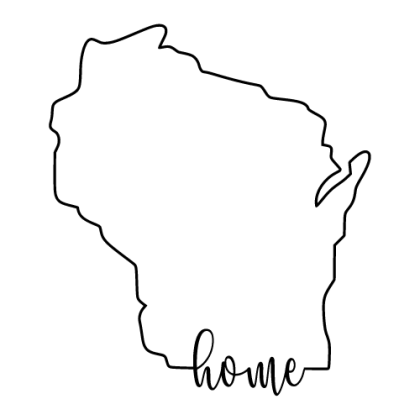 Free Wisconsin outline with HOME on border, cricut or Silhouette design, vector image, pattern, map shape cutting file.