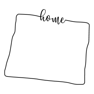 Free Wyoming outline with HOME on border, cricut or Silhouette design, vector image, pattern, map shape cutting file.