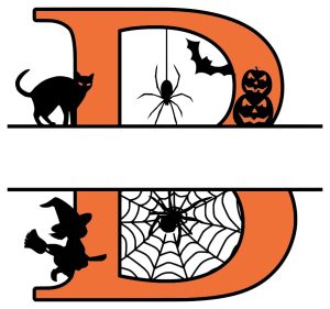 Printable Halloween monogram Free B Halloween clipart alphabet letter split monogram stencil template print download vector cricut silhouette svg laser scroll saw.