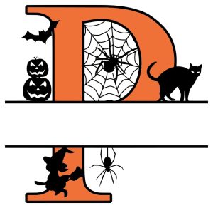 Printable Halloween monogram Free P Halloween clipart alphabet letter split monogram stencil template print download vector cricut silhouette svg laser scroll saw.