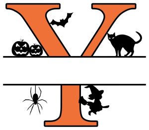 Printable Halloween monogram Free Y Halloween clipart alphabet letter split monogram stencil template print download vector cricut silhouette svg laser scroll saw.