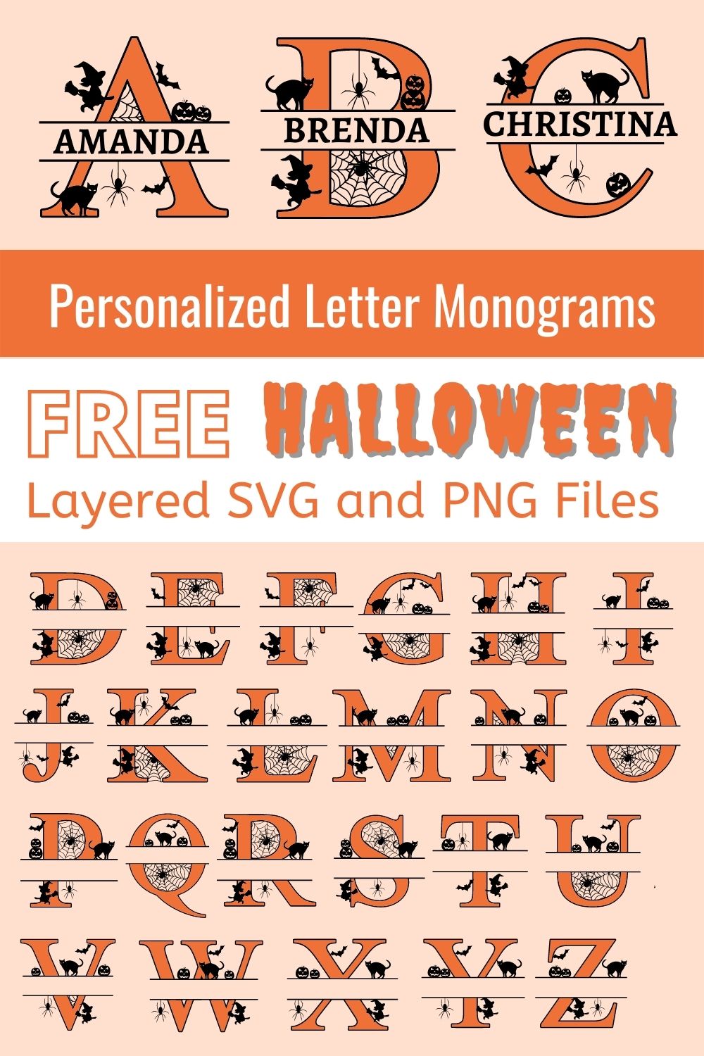 Pin Layered Halloween Monograms Free Cricut Files SVG Personalized