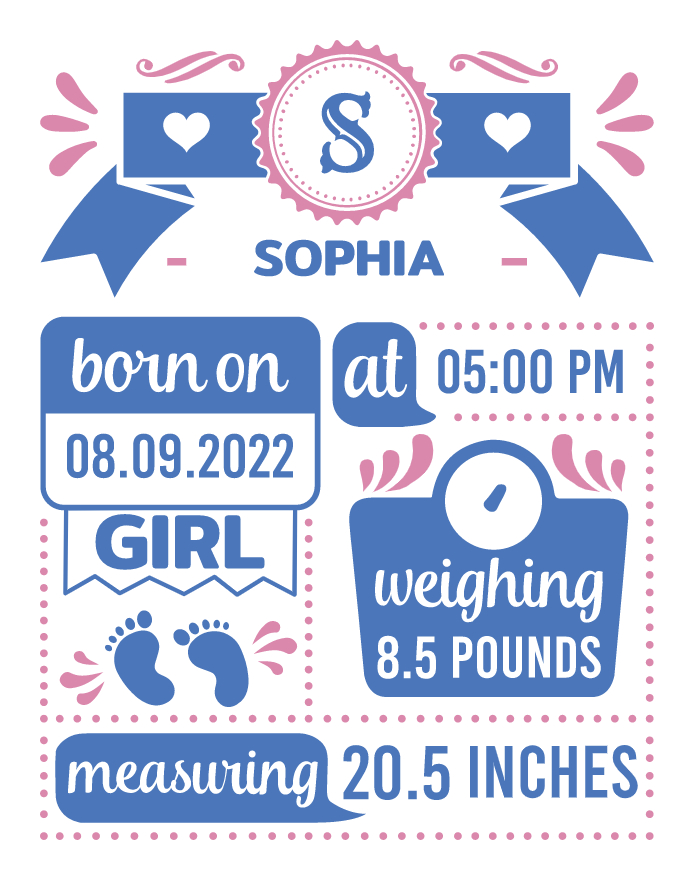 birth announcement sign custom design svg personalize