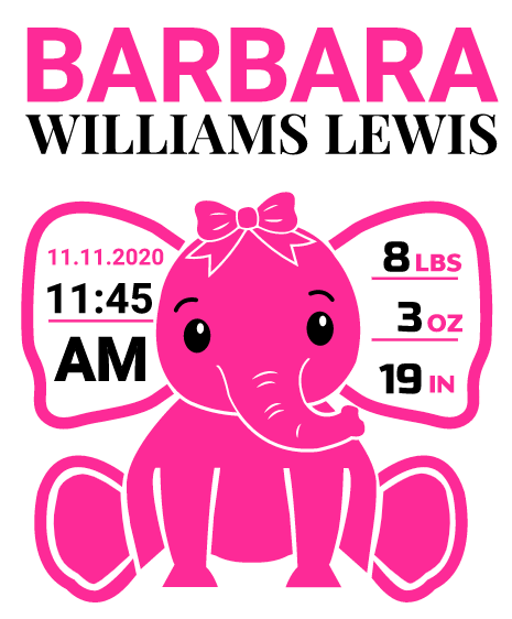 birth announcement girl stats svg free customize personalize elephant