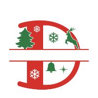  Free D Christmas clipart alphabet letter split monogram stencil template print download vector cricut silhouette svg laser scroll saw personalise cut file
