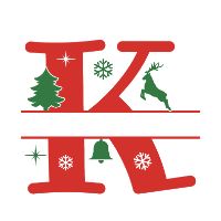 Free K Christmas clipart alphabet letter split monogram stencil template print download vector cricut silhouette svg laser scroll saw personalise cut file
