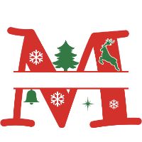  Free M Christmas clipart alphabet letter split monogram stencil template print download vector circuit silhouette svg laser scroll saw personalise cut file

