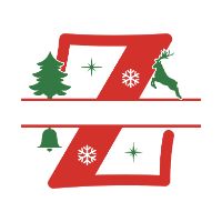  Free Z Christmas clipart alphabet letter split monogram stencil template print download vector cricut silhouette svg laser scroll saw personalise cut file
