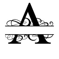 Free A fancy split letter font monogram clipart alphabet stencil template print download vector circut silhouette svg laser scroll saw personlize