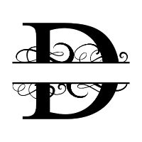 Free D fancy split letter font monogram clipart alphabet stencil template print download vector circut silhouette svg laser scroll saw personlize