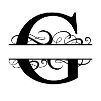 Free G fancy split letter font monogram clipart alphabet stencil template print download vector circut silhouette svg laser scroll saw personlize