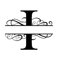 Free I fancy split letter font monogram clipart alphabet stencil template print download vector circut silhouette svg laser scroll saw personlize