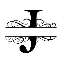 Free J fancy split letter font monogram clipart alphabet stencil template print download vector circut silhouette svg laser scroll saw personlize