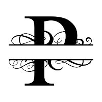 Free P fancy split letter font monogram clipart alphabet stencil template print download vector circut silhouette svg laser scroll saw personlize