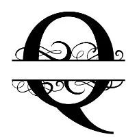 Free Q fancy split letter font monogram clipart alphabet stencil template print download vector circut silhouette svg laser scroll saw personlize