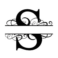 Free S fancy split letter font monogram clipart alphabet stencil template print download vector circut silhouette svg laser scroll saw personlize