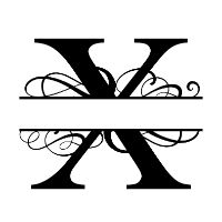 Free X fancy split letter font monogram clipart alphabet stencil template print download vector circut silhouette svg laser scroll saw personlize