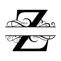 Free Z fancy split letter font monogram clipart alphabet stencil template print download vector circut silhouette svg laser scroll saw personlize