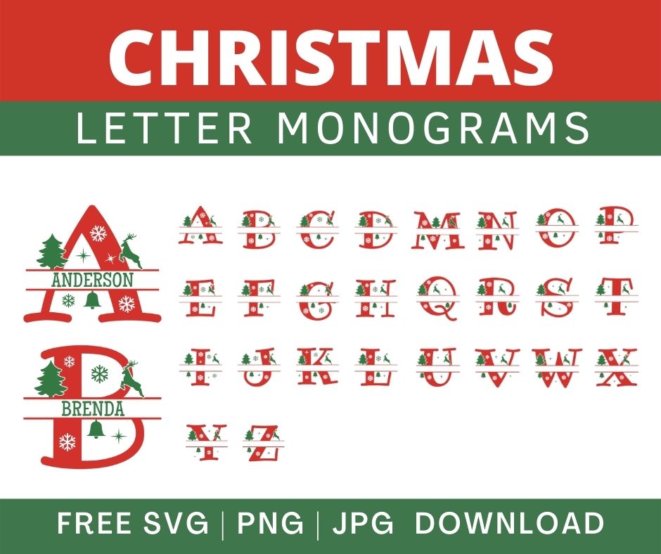 christmas monogram cricut free download svg personalize