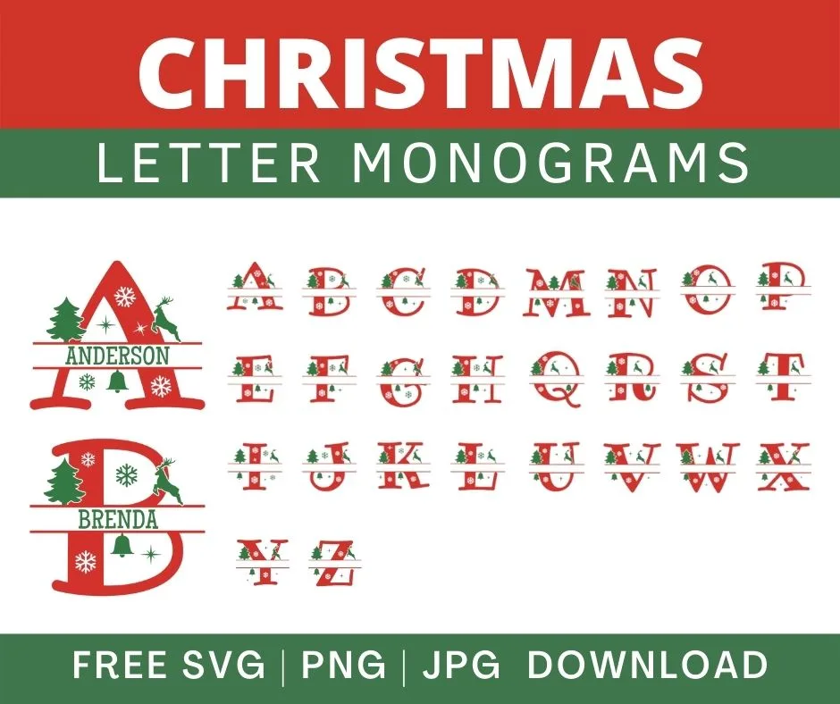christmas monogram cricut free download svg personalize