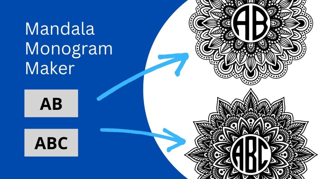 Free Mandala Monogram Maker Personalize 2 letter 3 letter cricut