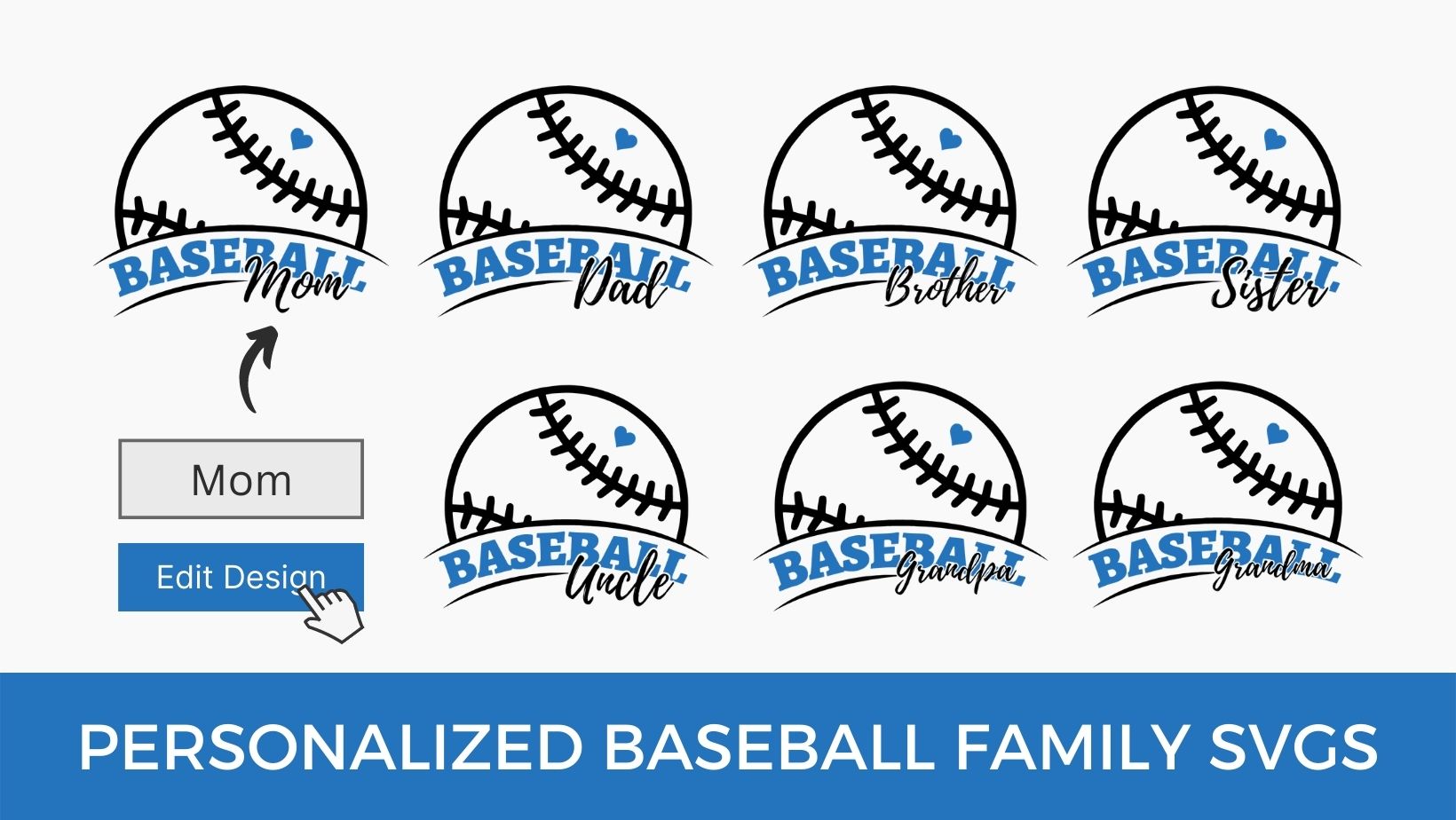 Personalized Baseball Family SVG Download cricut silhouette laser cut sports ball family