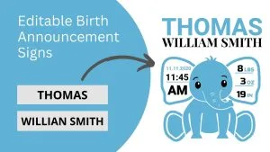 Free Birth Announcement Signs Cricut personalize editable svg download