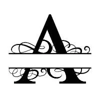 Free A fancy split letter font monogram clipart alphabet stencil template print download vector circut silhouette svg laser scroll saw personlize
