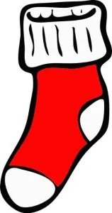 Free Christmas stocking sewing pattern. stencil, template, clip art, design, printable holiday ornament, decoration, cricut, coloring page, winter, window, snow,  vector, svg, silhouette.