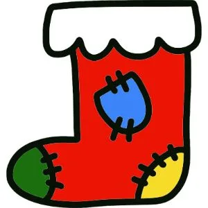 Free Printable Christmas stocking pattern. stencil, template, clip art, design, printable holiday ornament, decoration, cricut, coloring page, winter, window, snow,  vector, svg, silhouette.