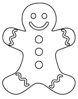Free Gingerbread Man Cutout Template. outline, free, clip art, design, stencil, pattern, cutout, cookie, printable holiday ornament, christmas, decoration, cricut, coloring page, winter, window, vector, svg, silhouette.
