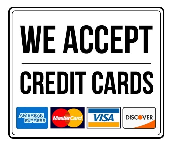 Credit Cards Accepted Here Sign