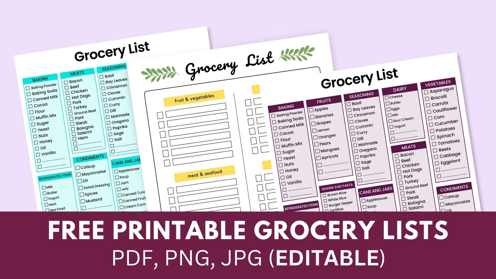 Free Printable Grocery List Templates Shopping Lists