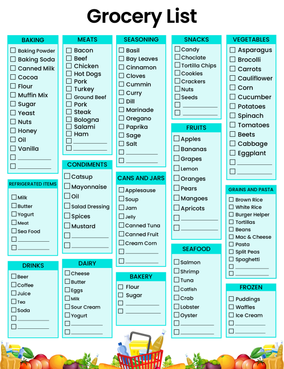 Free Printable Grocery List Templates: Shopping Lists