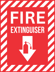 Fire Extinguisher Down Arrow Sign - printable sign, template, download, PDF, free, signs