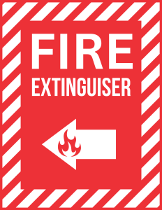 Fire Extinguisher Left Arrow Sign - printable sign, template, download, PDF, free, signs